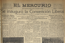" Se inaguró la Convención Liberal", Diario El Mercurio, Santiago, viernes 13 de octubre de 1933