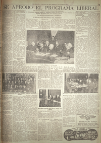 "Se aprobó el programa Liberal", Diario El Mercurio, Santiago 14 de Santiago 14 de octubre de 1933