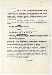 [Carta] 1940 octubre 13, Rancagüa, [Chile a] Gonzalo Drago  [manuscrito] Oscar Castro.