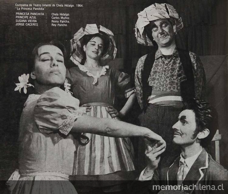 Los actores Chela Hidalgo, Carlos Muñoz, Susana Vieira y Jorge Cáceres en una escena de La Princesa Panchita, 1958.