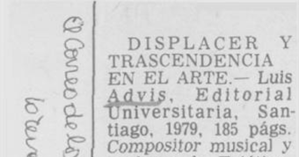 "Displacer y trascendencia en el arte" de Luis Advis,1979