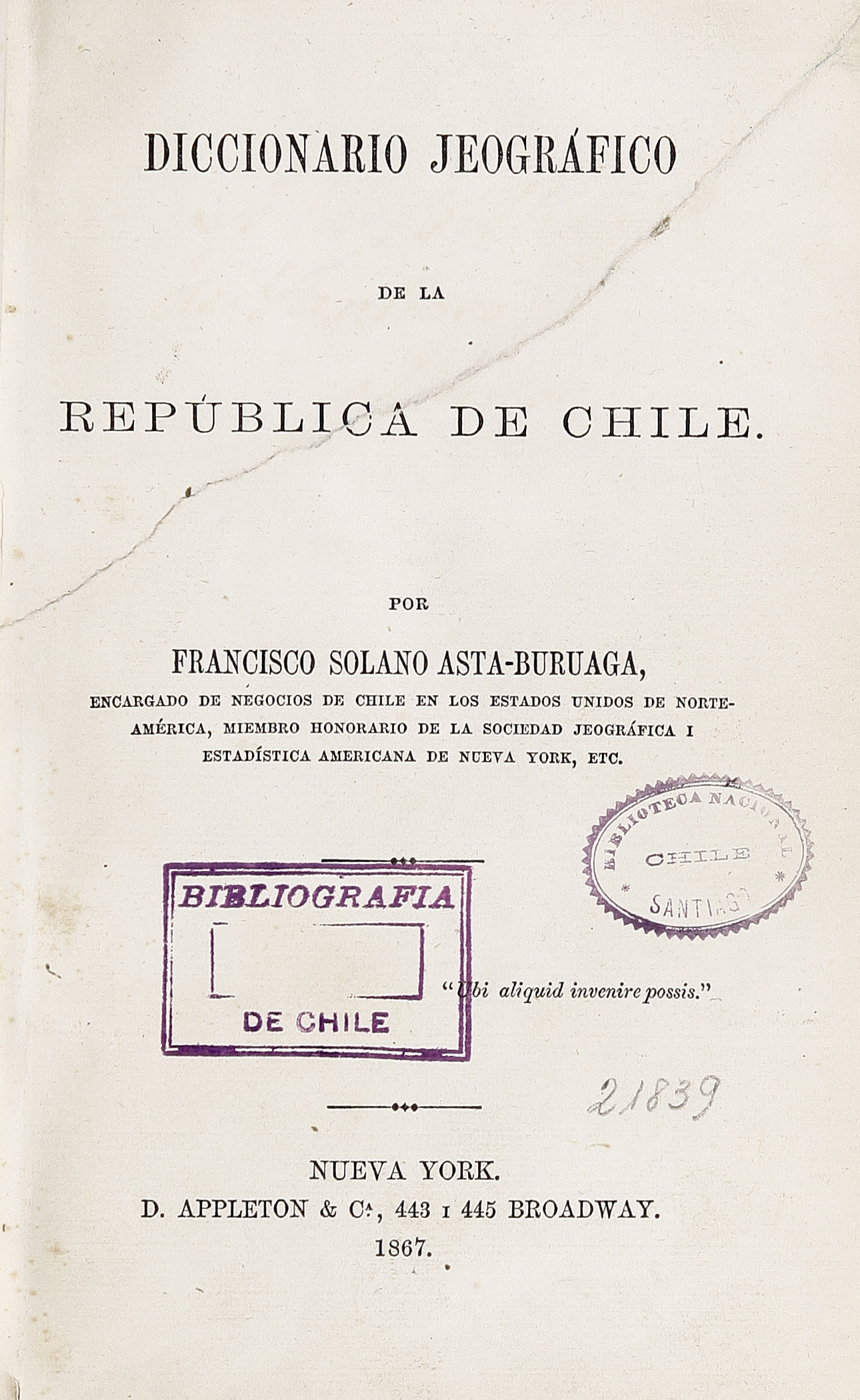 Diccionario jeográfico de la República de Chile