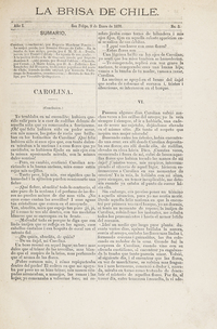 La brisa de Chile. Año 1, número 3, 9 de enero de 1876