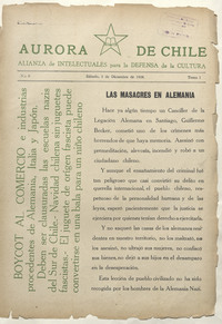 Aurora de Chile. Tomo 3, número 6, 3 de diciembre de 1938
