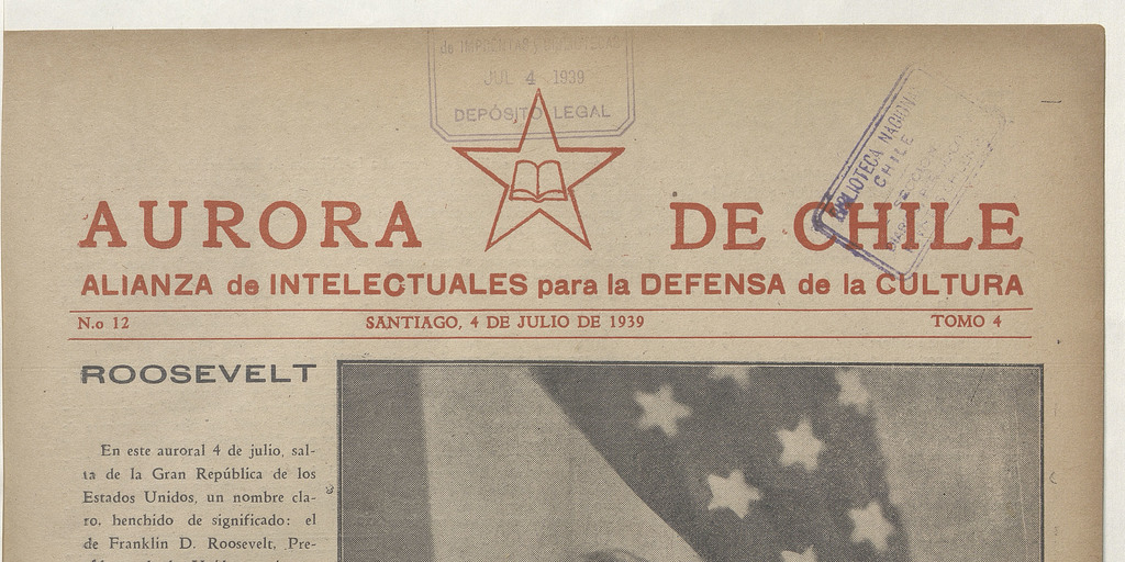Aurora de Chile. Tomo 4, número 12, 4 de julio de 1939