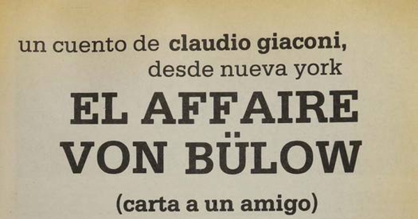 El affaire Von Bulow (carta a un amigo)