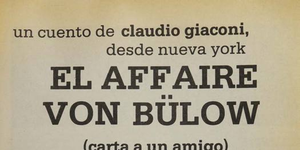 El affaire Von Bulow (carta a un amigo)