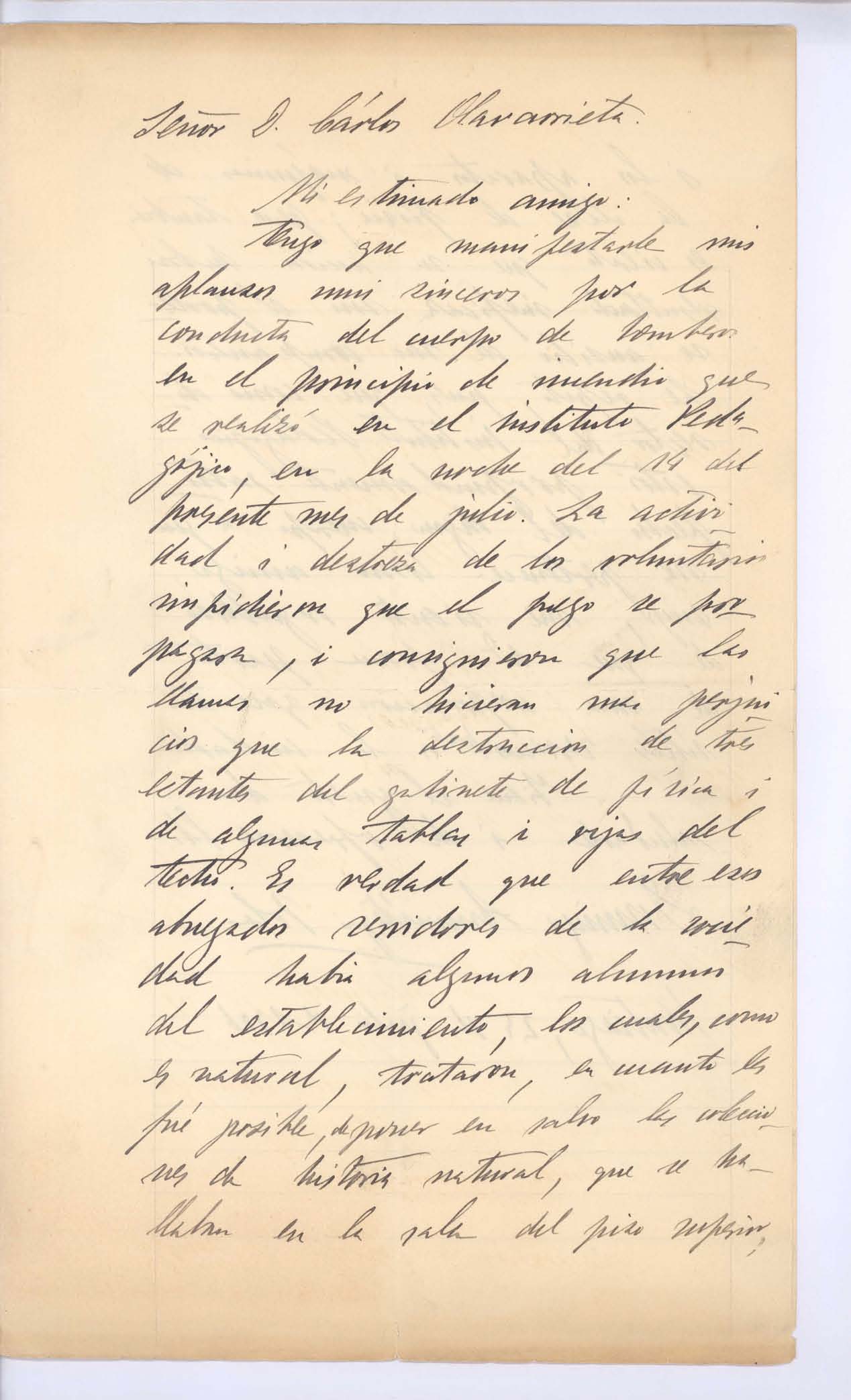 [Carta] 1906 jul. 24, Santiago, Chile [a] Carlos Olavarrieta[manuscrito]. Autor: Domingo Amunátegui
