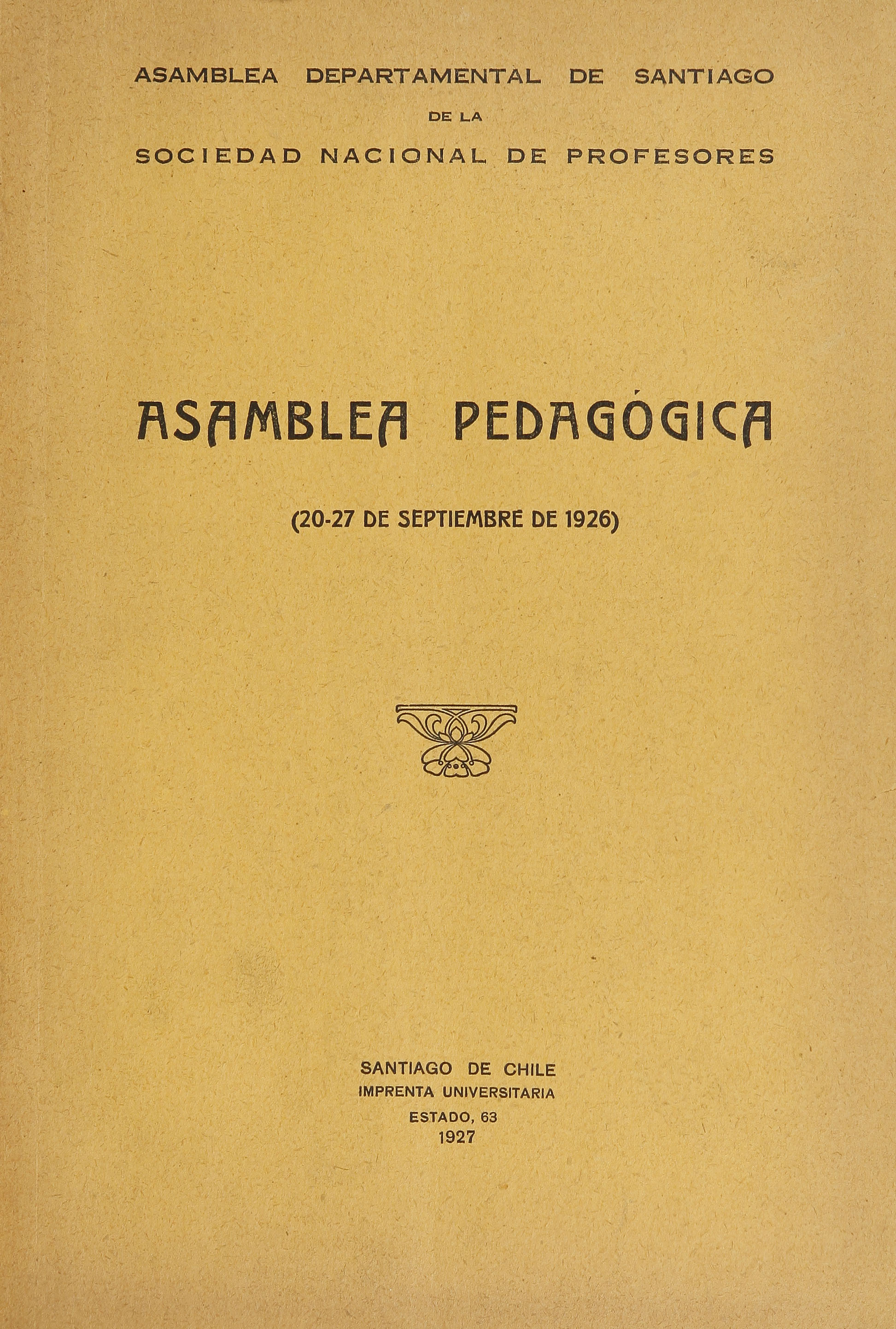 Asamblea pedagógica: (20-27 de septiembre de 1926).