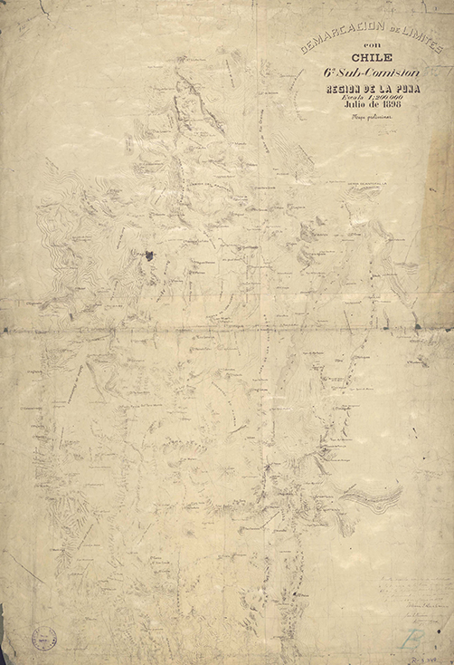 Demarcación de límites con Chile [material cartográfico] : mapa preliminar (Región de la Puna) [de la] Subcomisión [Argentina] no. 6.