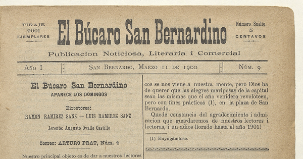 El Búcaro San Bernardino, n° 9, 11 de marzo de 1900