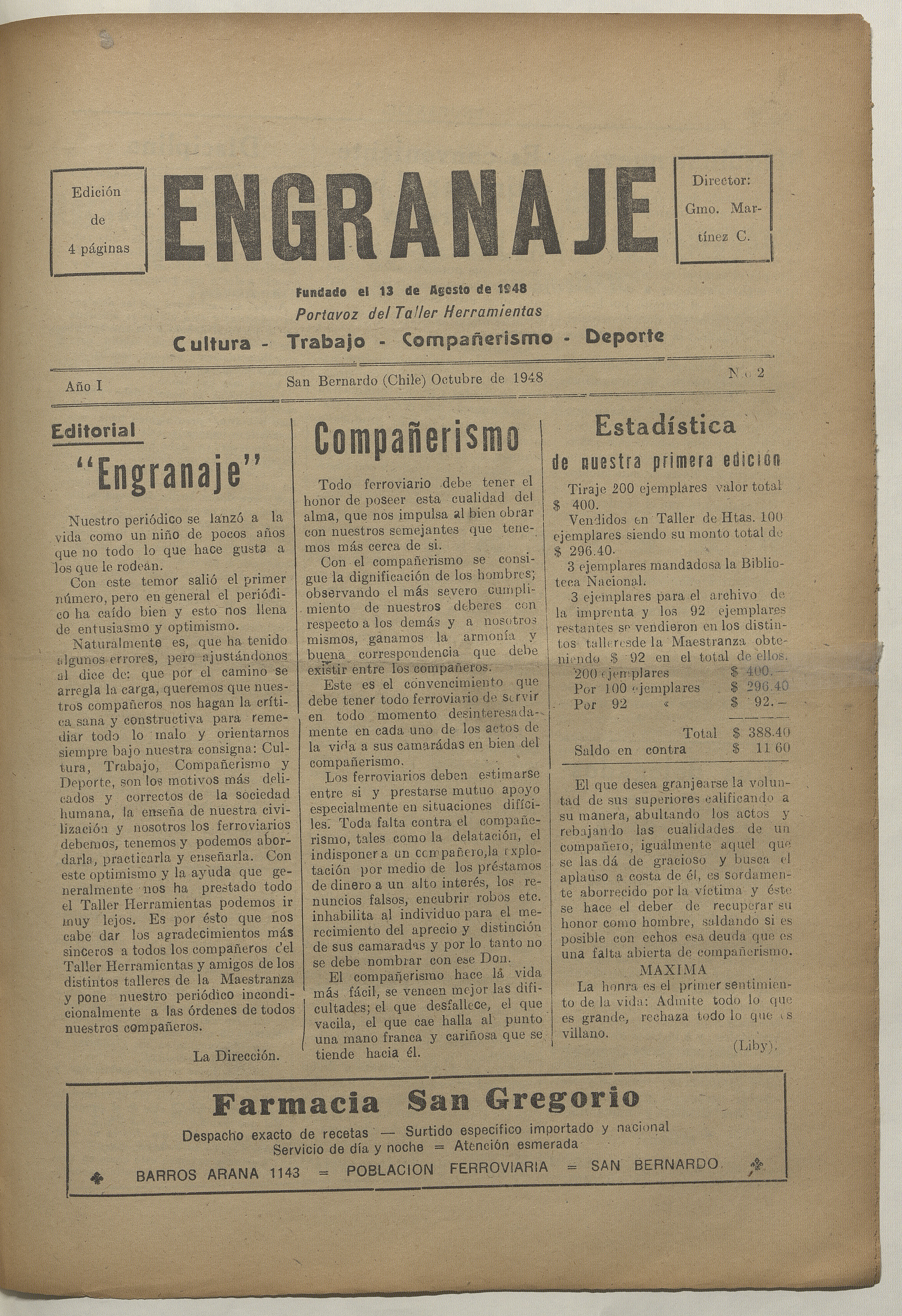 Engranaje, n° 2, octubre de 1948