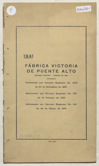 36ª memoria de la Fábrica Victoria de Puente Alto, 1941