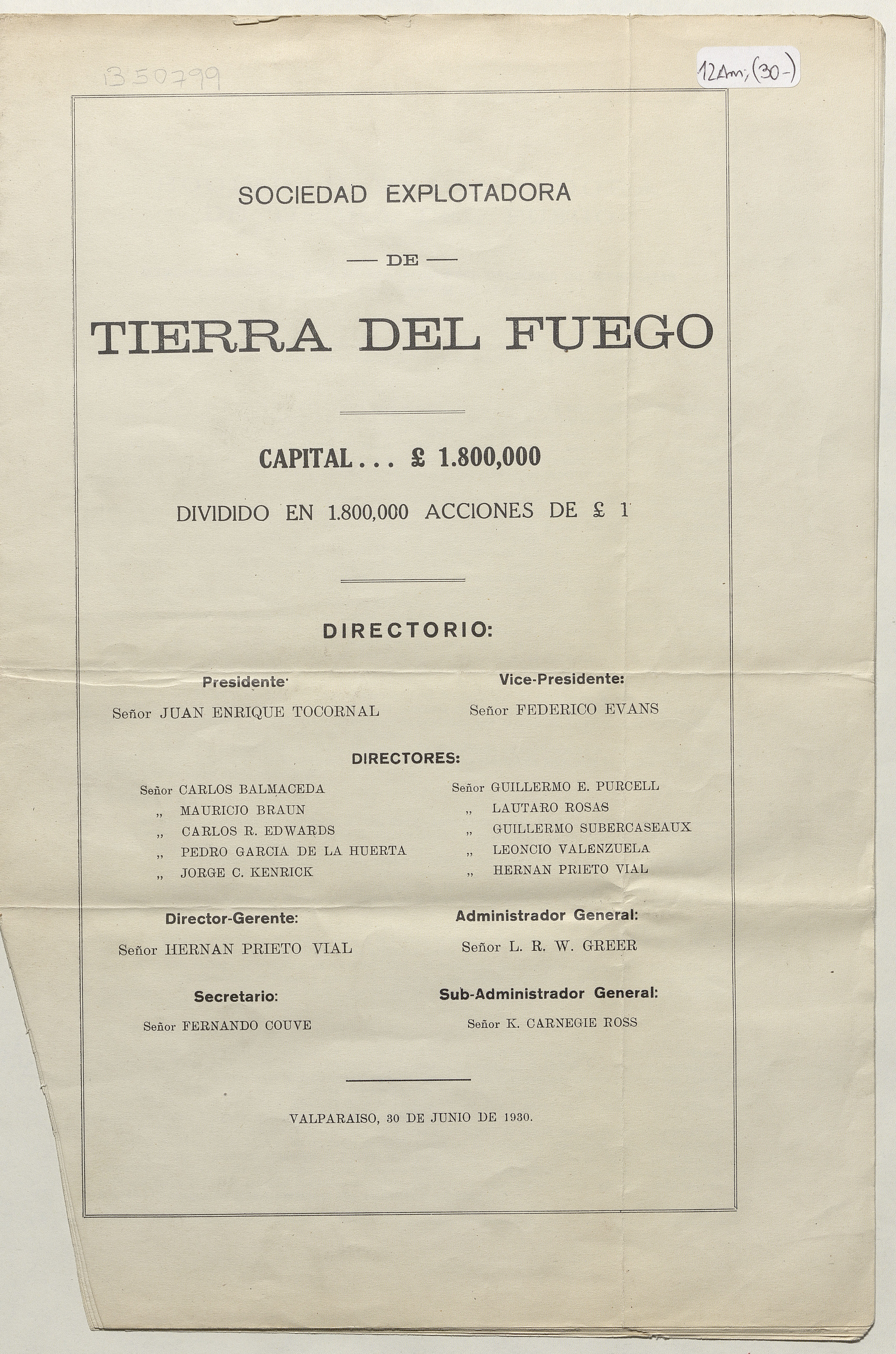 Memoria de la Sociedad Explotadora de Tierra del Fuego, 1930