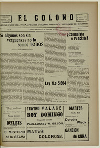 El Colono, número 3, 20 de octubre de 1935