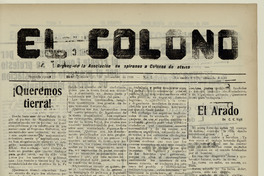 El Colono, número 2, 15 de diciembre de 1936