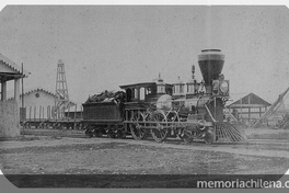 Pie de página: Locomotora. Rancagua, Santiago, 1862. Album Museo Histórico Nacional. Fotografía atribuída a E. Cachois.