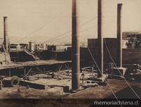  Pie de página: Calderos y acendraderas de la Oficina Salitrera de Agua Santa. 1889. Fotografía de L. Boudat.