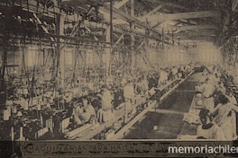  Pie de foto: Máquina para hacer calcetines y medias. Fábrica de Tejido Punto de Lana y Algodón de los señores E. Perreau y Cía. 1920