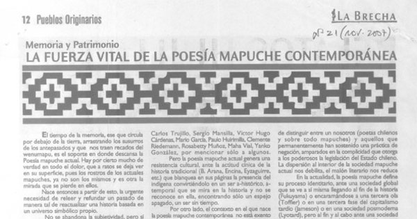 La fuerza vital de la poesía mapuche contemporánea
