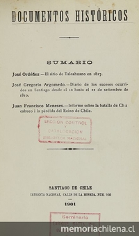 Diario de los sucesos ocurridos en Santiago desde el 10 hasta el 22 de setiembre de 1810