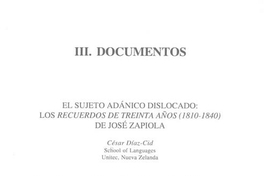 El sujeto adánico dislocado, los Recuerdos de treinta años (1810-1840) de José Zapiola
