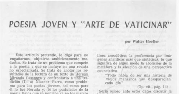 Poesía Joven y "El arte de vaticinar"