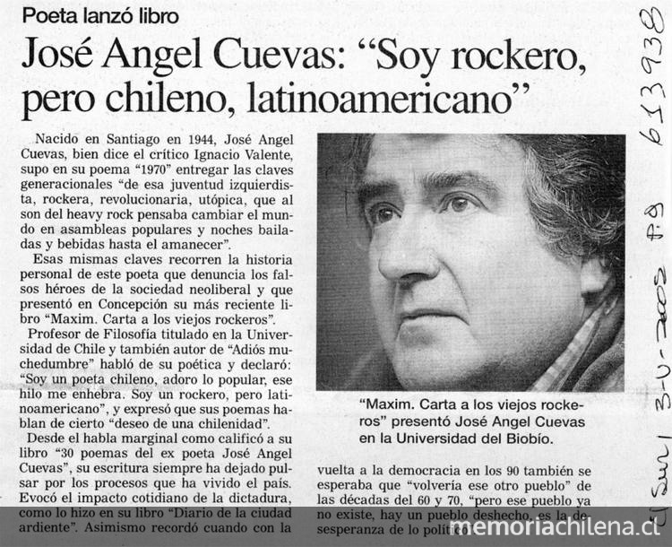 José Ángel Cuevas: "Soy rockero, pero chileno, latinoamericano"
