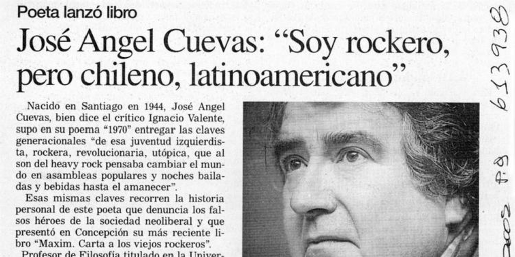 José Ángel Cuevas: "Soy rockero, pero chileno, latinoamericano"