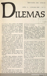 Revista Dilemas. Año 1, número 2, enero de 1967