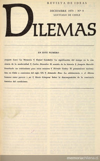 Revista Dilemas. Número 9, diciembre de 1973