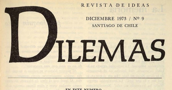 Revista Dilemas. Número 9, diciembre de 1973