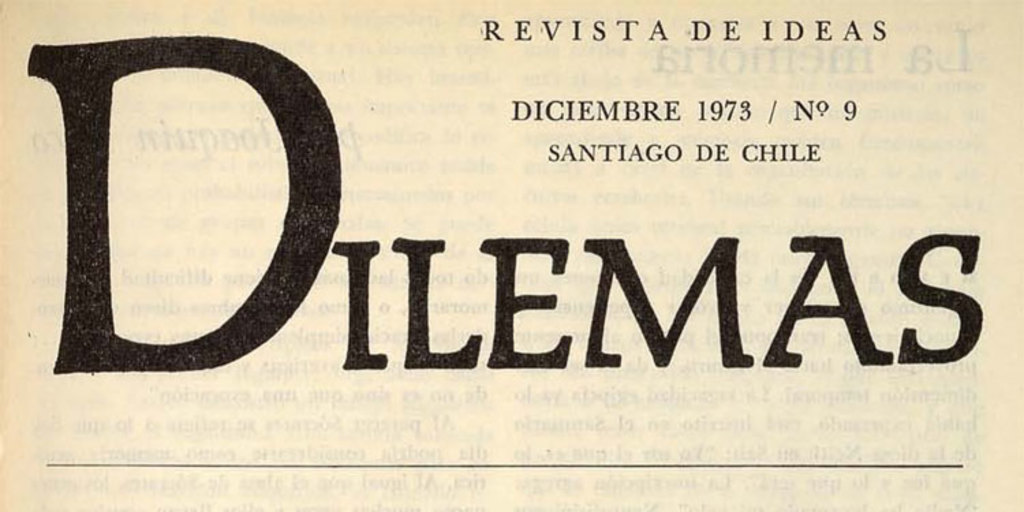 Revista Dilemas. Número 9, diciembre de 1973