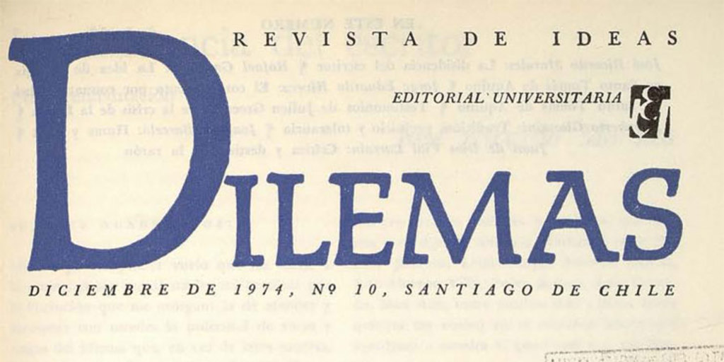 Revista Dilemas. Número 10, diciembre de 1974