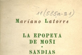 Portada de La epopeya de Moñi; Sandías ribereñas de Mariano Latorre, publicado por editorial Cruz del Sur en 1942