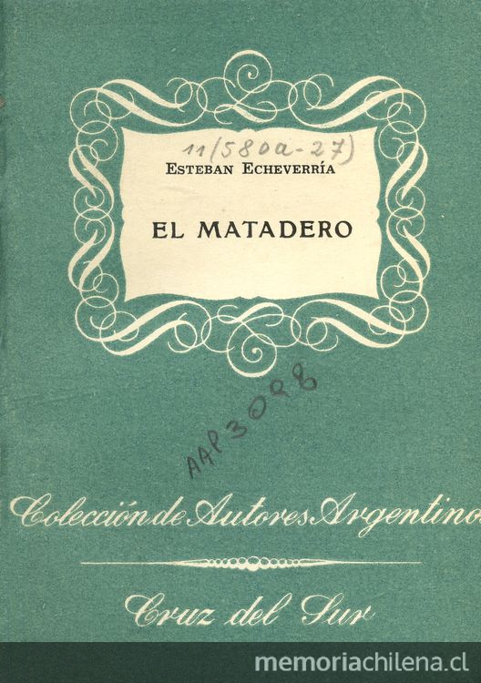 Portada de El matadero de Esteban Echeverría, publicado por Editorial Cruz del Sur, en 1944
