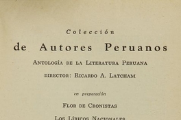 Presentación de la Colección Autores peruanos, de la editorial Cruz del Sur, en 1943.