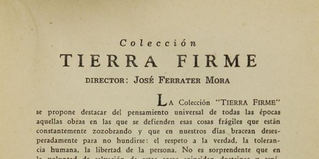 Presentación de la Colección Tierra Firme de la editorial Cruz del Sur en 1943.