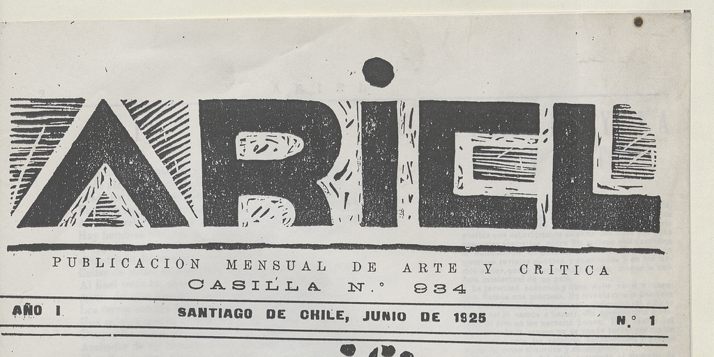 Ariel. Año 1, número 1, junio de 1925