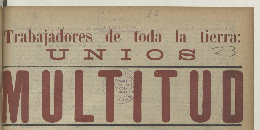 Multitud. Año 1, número 23, 10 de junio de 1939