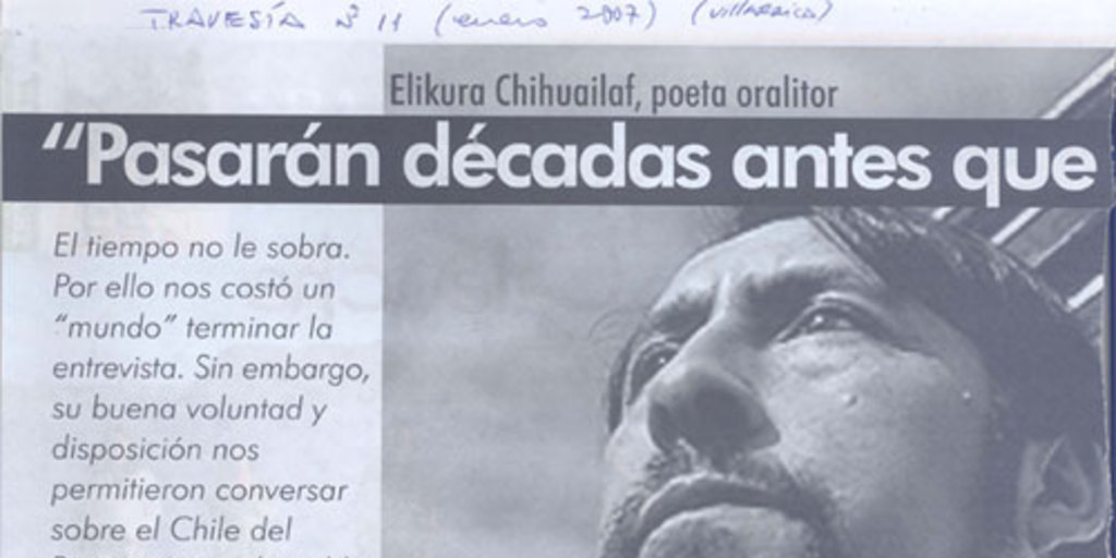 "Pasarán décadas antes que la sociedad chilena asuma su identidad". Elicura Chihuailaf, poeta oralitor