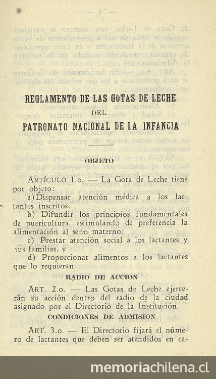 Reglamento de Las Gotas de Leche del Patronato Nacional de la Infancia.