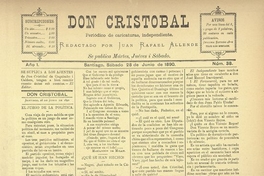 Don Cristóbal. Santiago, 28 de junio de 1890
