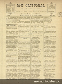 Don Cristóbal. Santiago, 23 de agosto de 1890