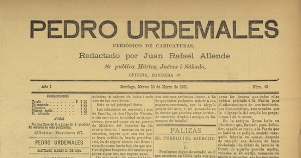 Pedro Urdemales. Santiago, 10 de marzo de 1891