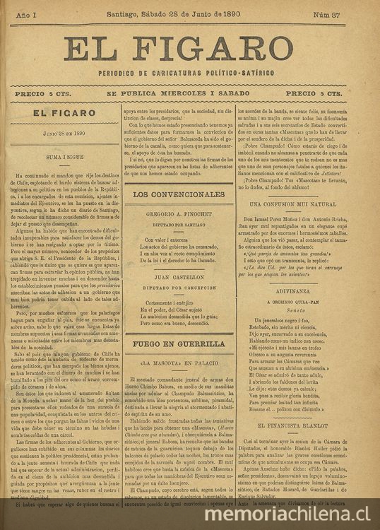 El Fígaro: periódico político-satírico. Santiago, 28 de junio de 1890