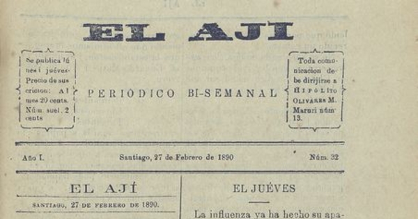 El Ají. Santiago, 27 de febrero de 1890