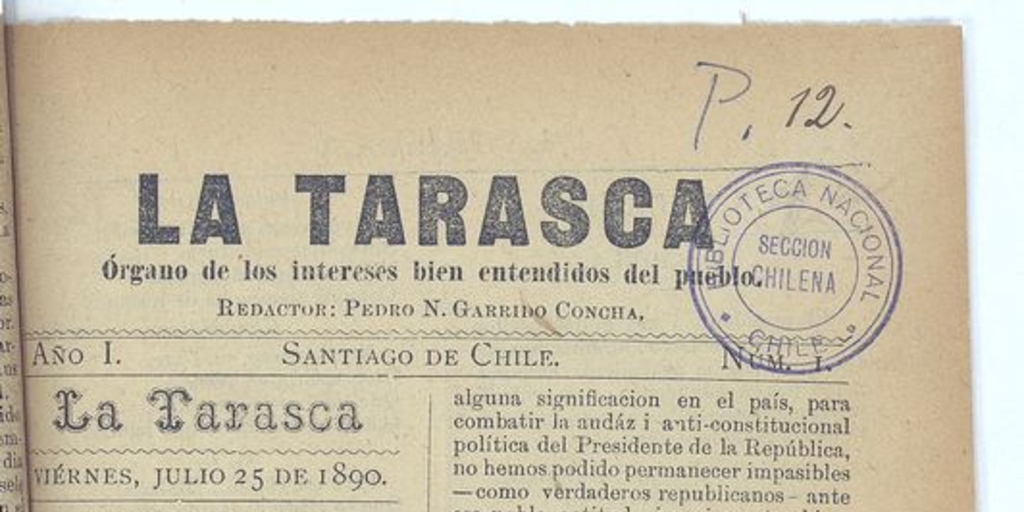 La Tarasca. Santiago, 25 de julio de 1890