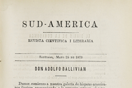 Sud-América. Tomo 1, [25 de mayo de 1873]