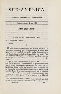 Sud-América. Tomo 1, [25 de julio de 1873]